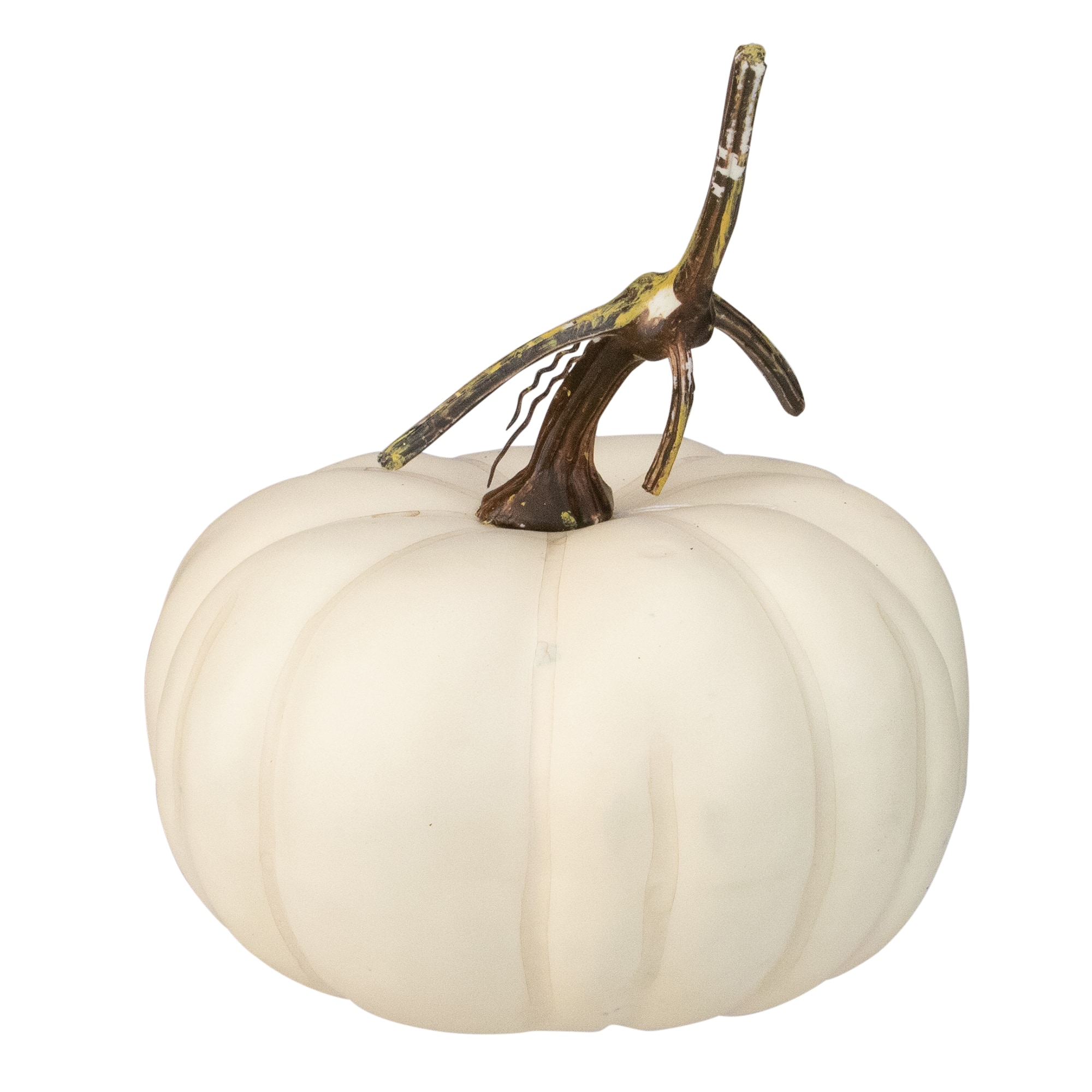8" Cream Flat Round Pumpkin Tabletop Décor